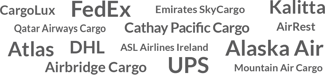 List of some VisionSafe's cargo clients along with others, including FedEx, UPS, Atlas Air, DHL, Emirates SkyCargo, and China Airlines Cargo to name a few